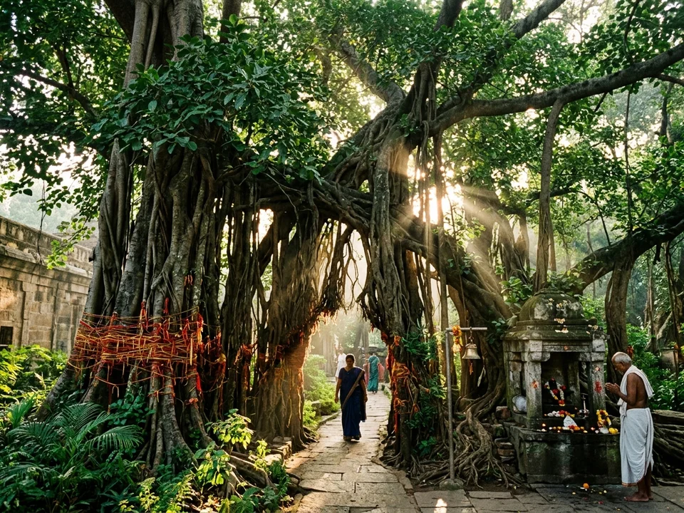 Magnificent sacred tree sanctuary and flourishing natural canopy